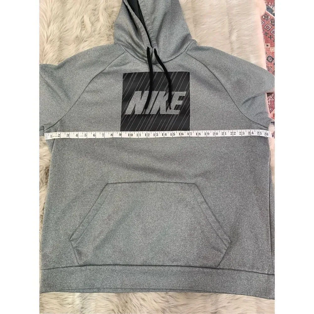 NIKE Men's Gray and Black Dri-Fit Hoodie Athletic Hooded Sweatshirt Xxl